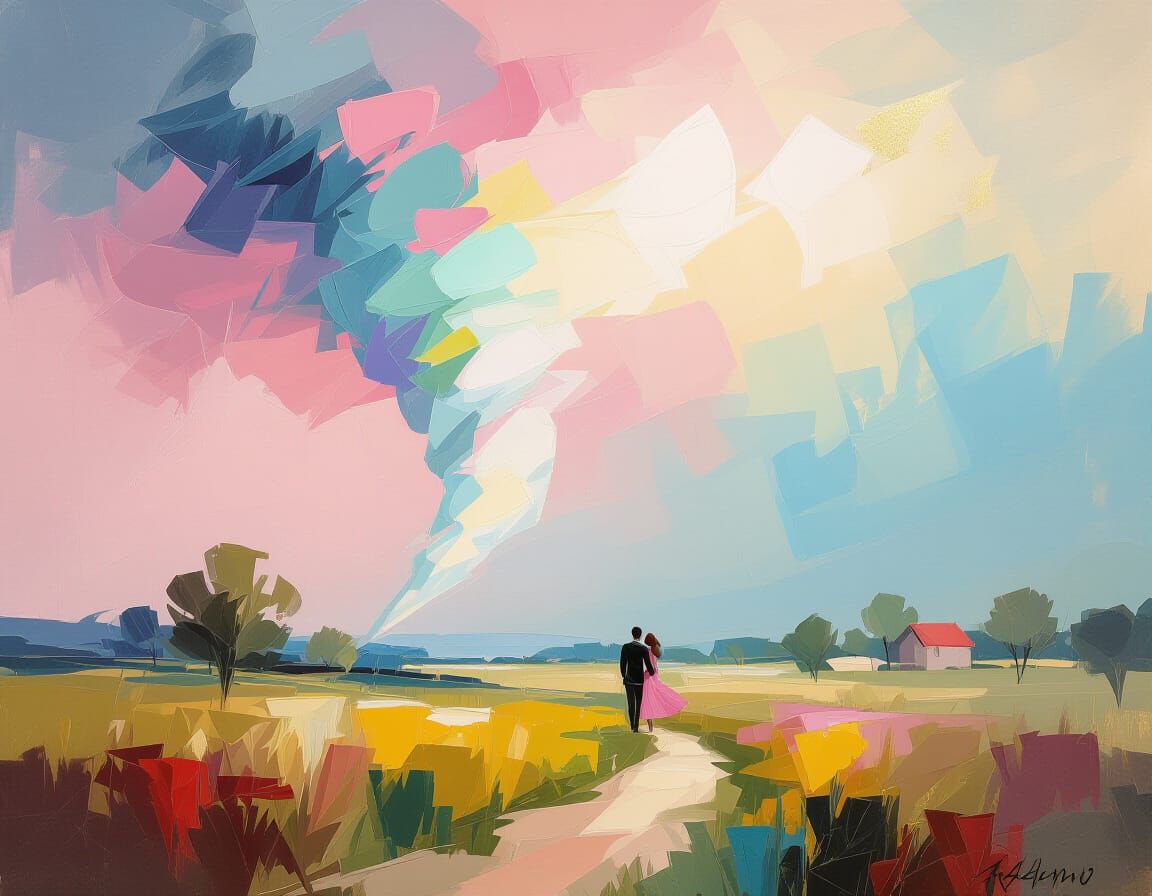 Tornado as Impressionistic Painting with Radiant Colors