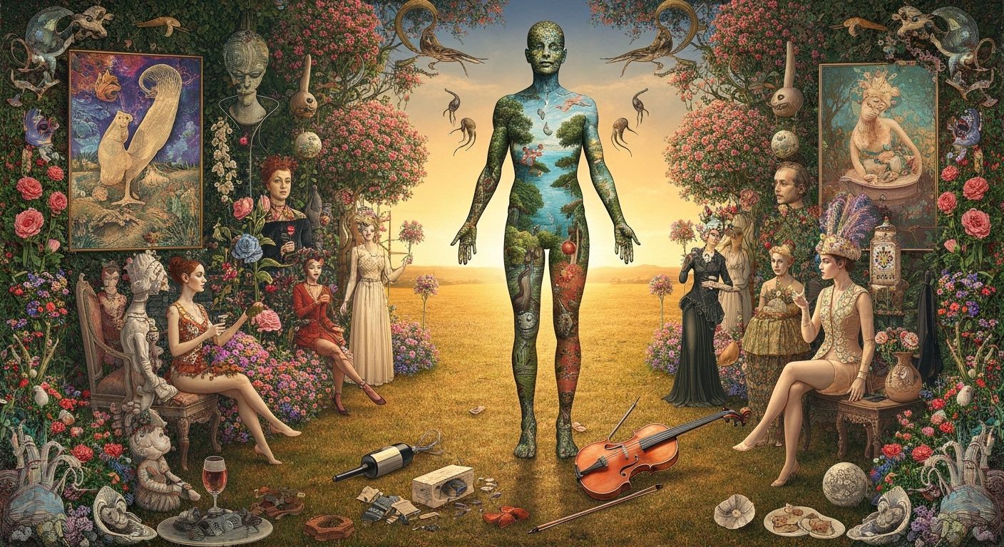 Mirrored Fractal Human Figure in a Landscape