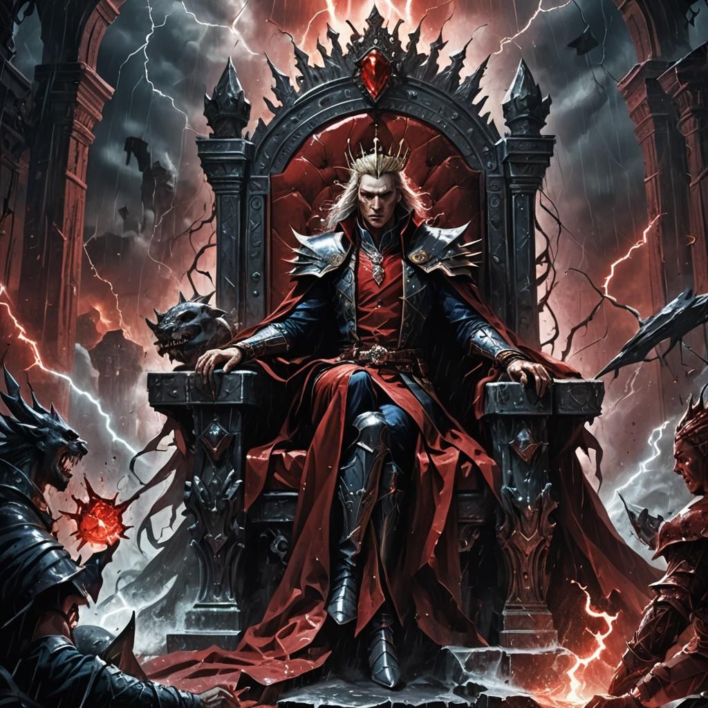 Ruthless Ruler on Throne in Dark Fantasy Style