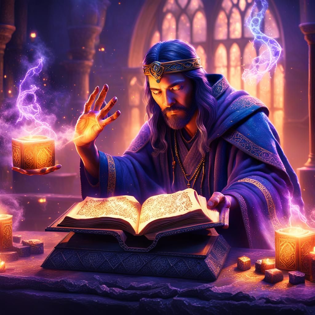 Magic User Casting Spell in Digital Fantasy Art