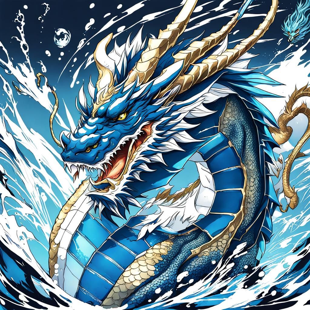 Eastern Dragon in Anime Style with Water