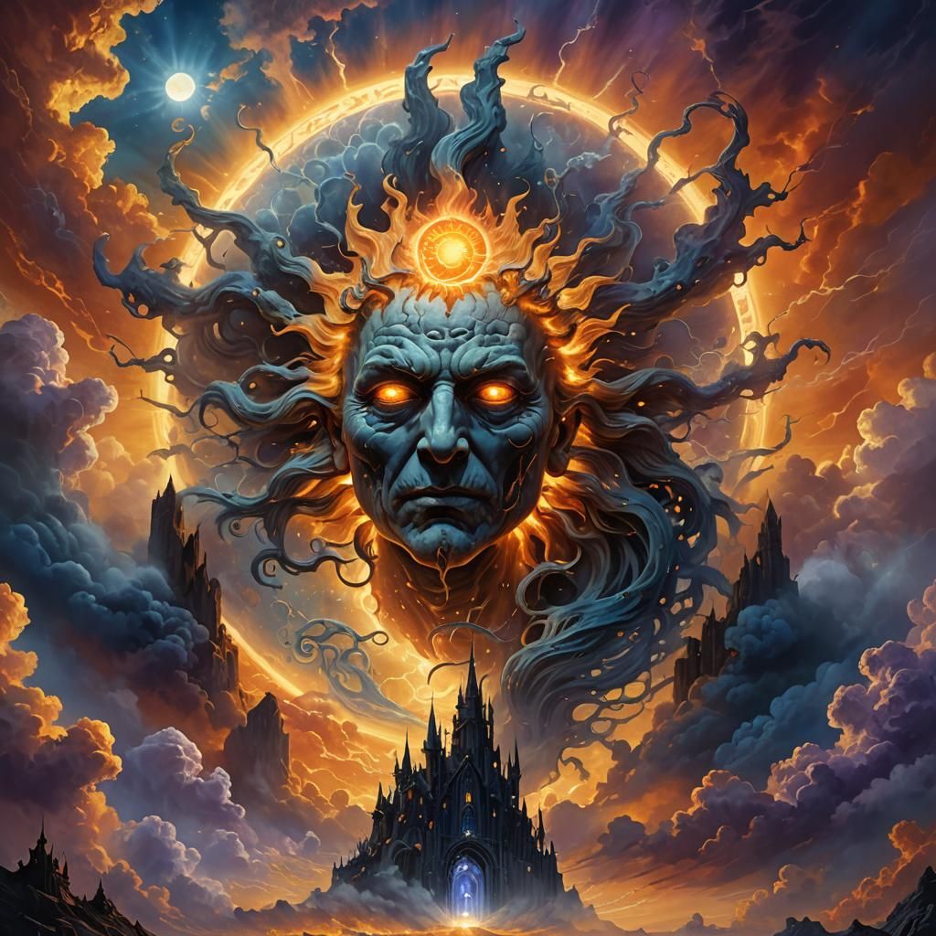 Surreal Ghostly Gatekeeper of the Sun: Fantasy Concept Art