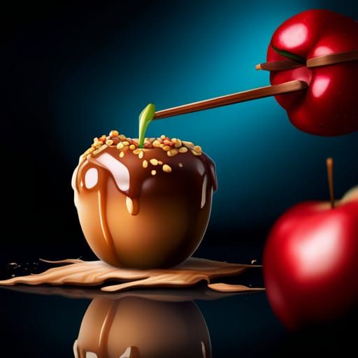 Delicious Caramel Apple in Realistic Style