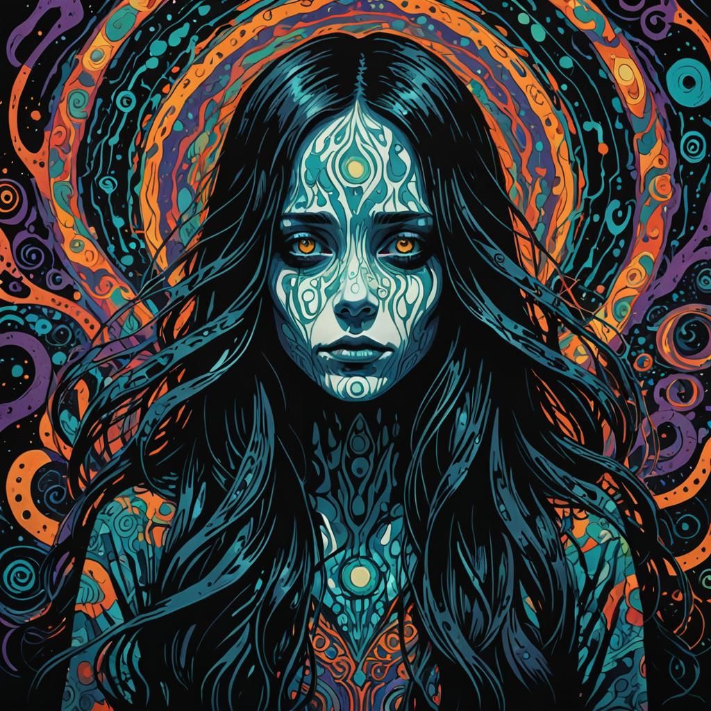 Psychedelic Samara from "The Ring" in Swirling Well