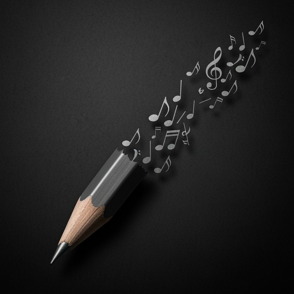 Pencil Transforms into Musical Notes Macro Photography
