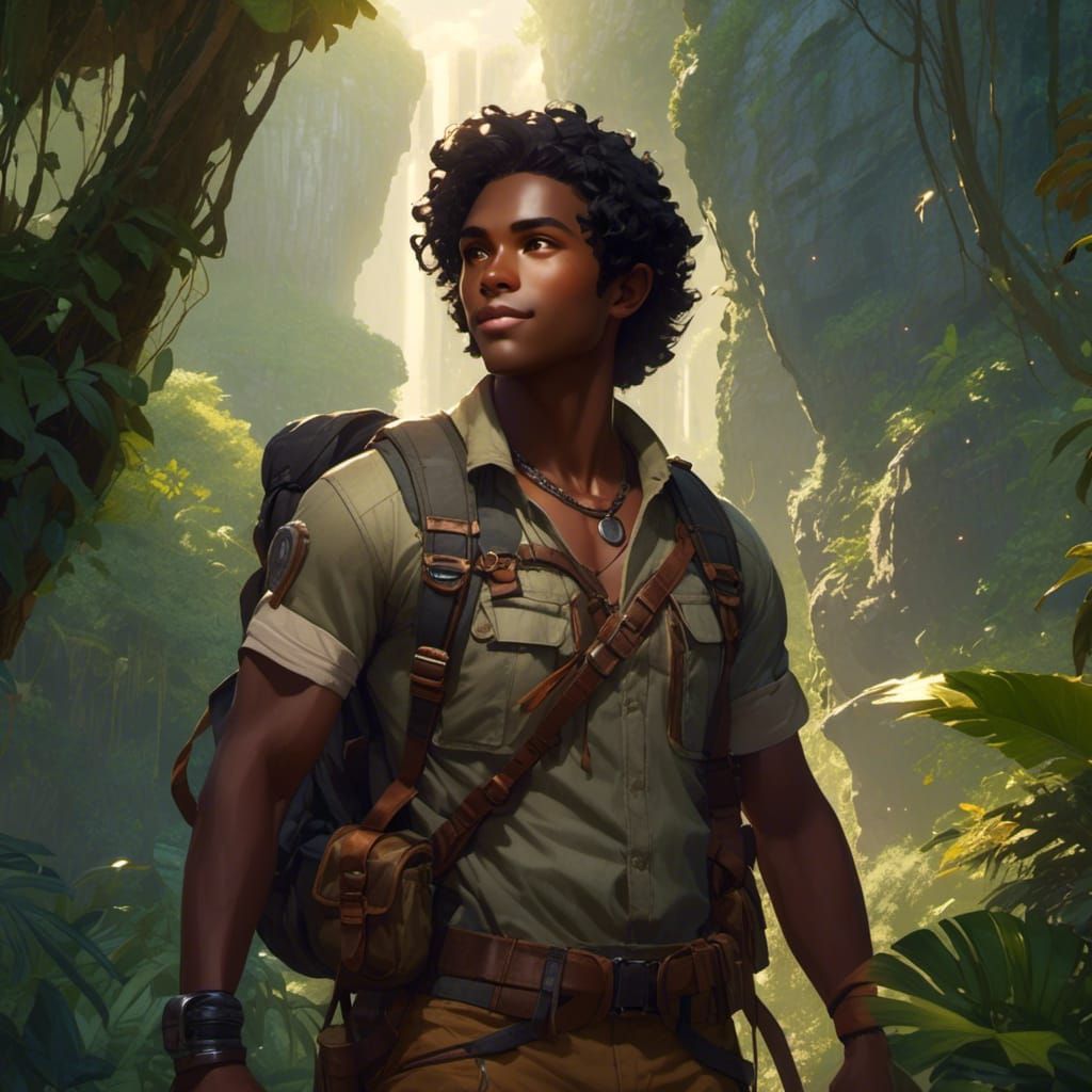 Smiling Elven Man in Jungle Portrait