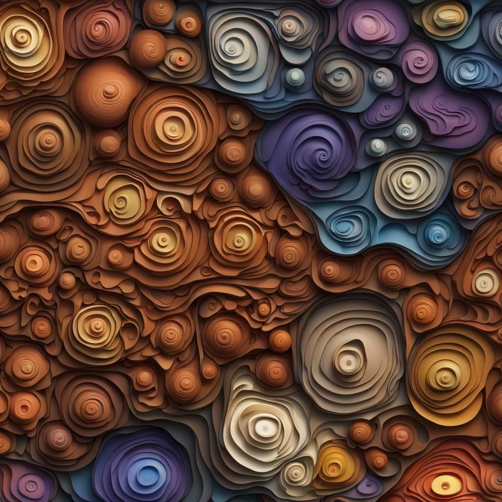 Textured Surfaces: A Colorful Abstract Fractal Composition
