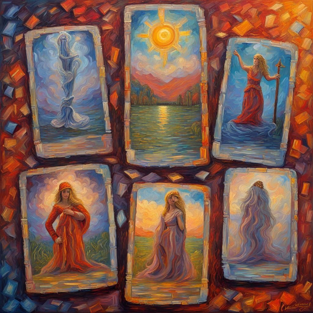 Neo-Impressionist Tarot Cards in Expressionist Style