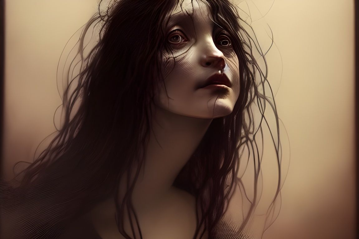 Sinister Witch Portrait in Macabre Horror Style