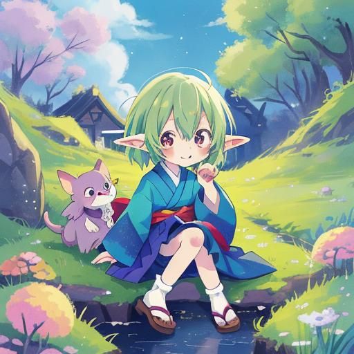 Cute Goblin Waifu in Anime Style