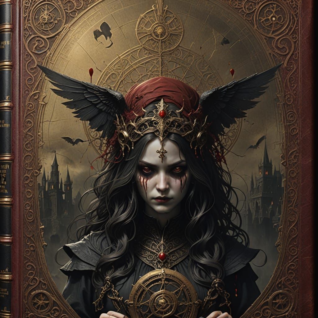 Ancient Goddess of Dark Vampires in a Blood-Red Book of Shad...