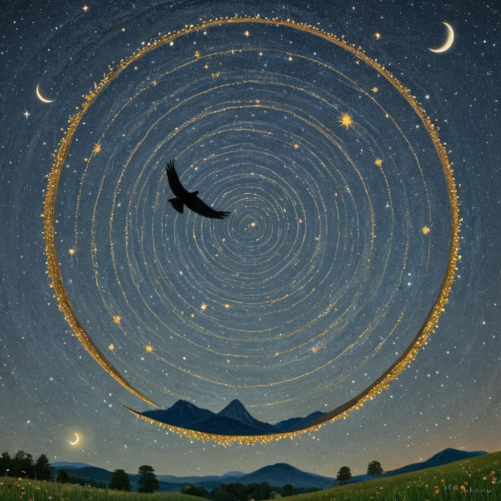 Mystical Creatures Soaring Through Starry Galaxy