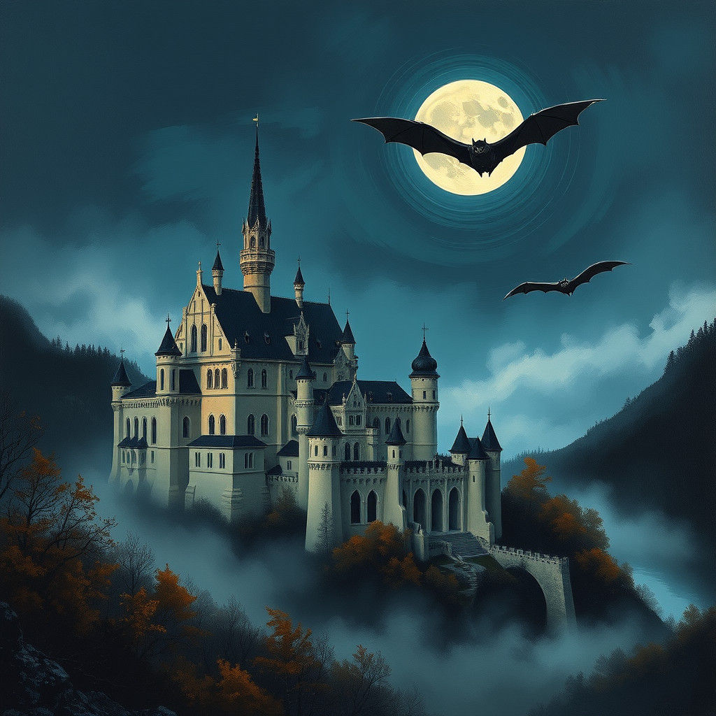 Neuschwanstein Castle in Expressionist Impasto Style