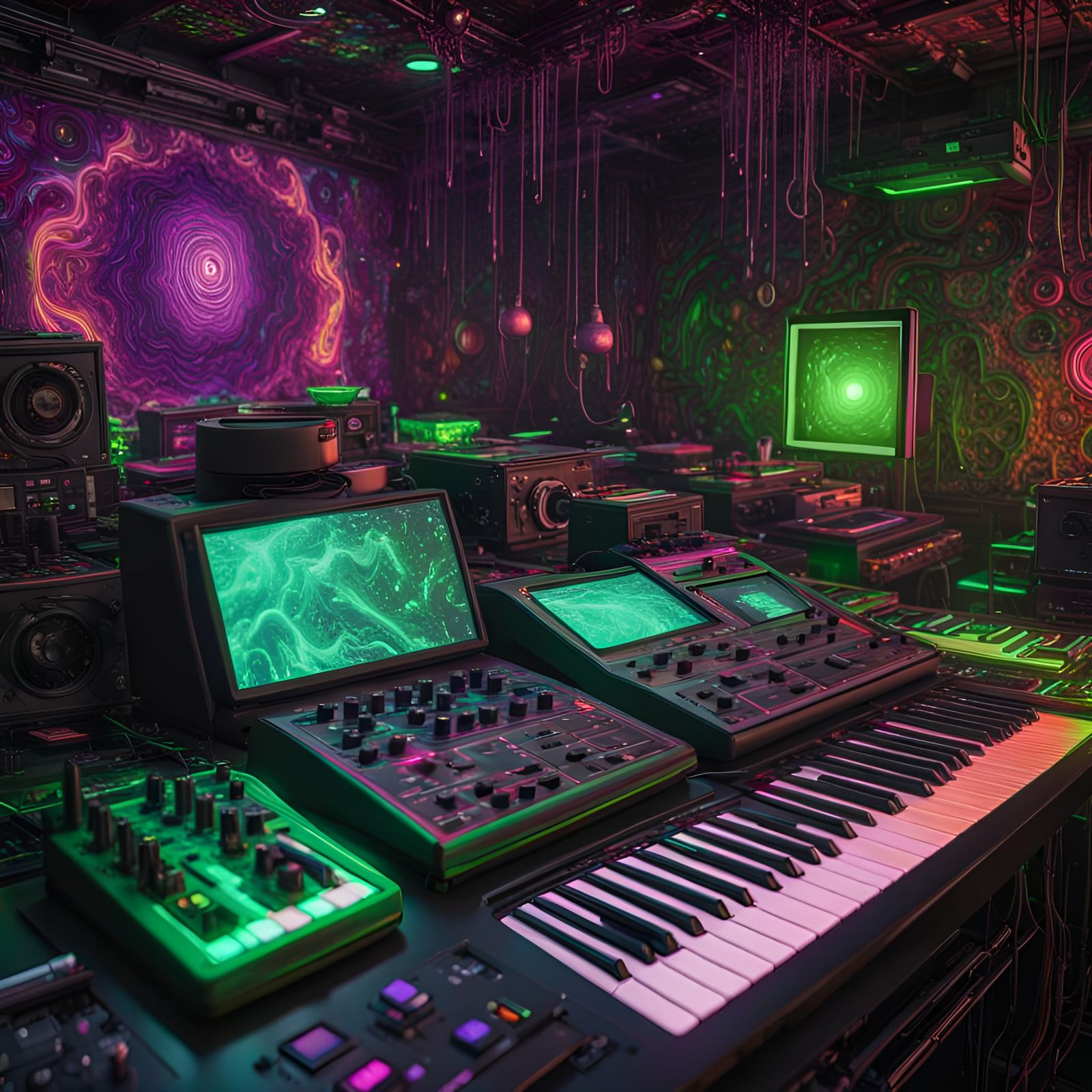 Trippy Electronic Studio Kitchen in Psychedelic Style