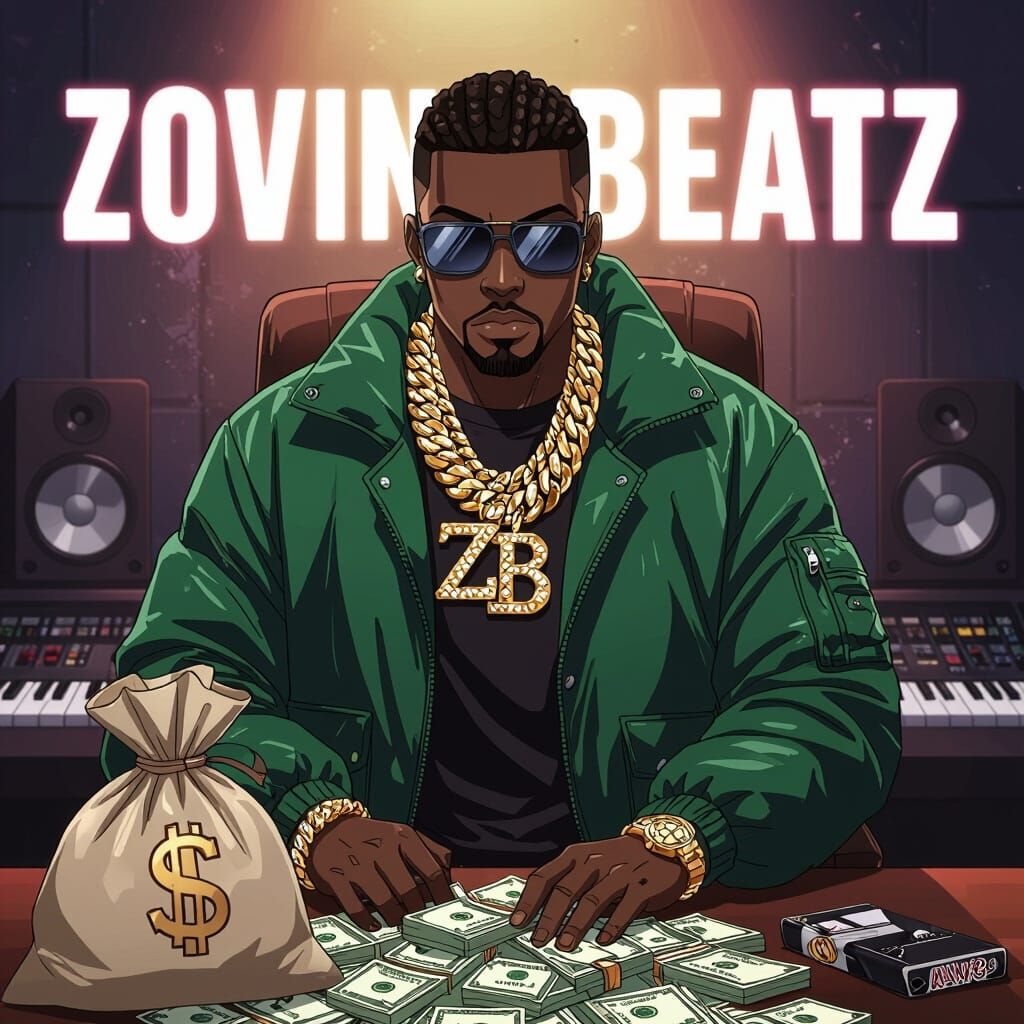 Anime Rapper ZovinoBeatz in Gucci Jacket with Gold Chain