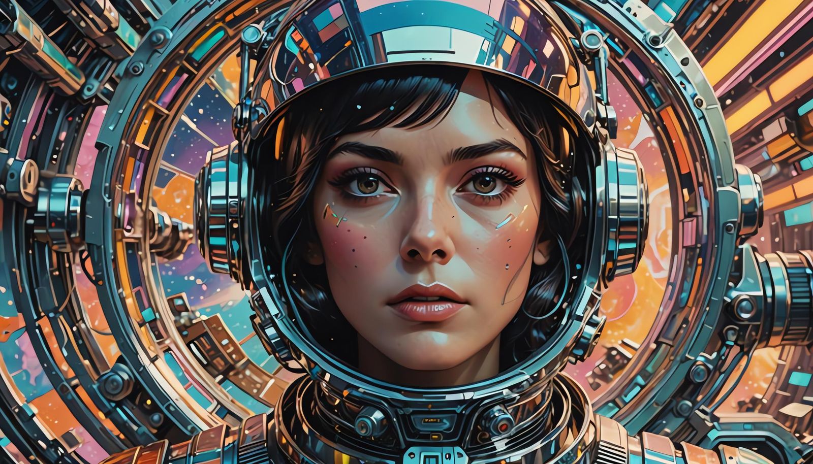 Futuristic 1960s Chrome City Poster