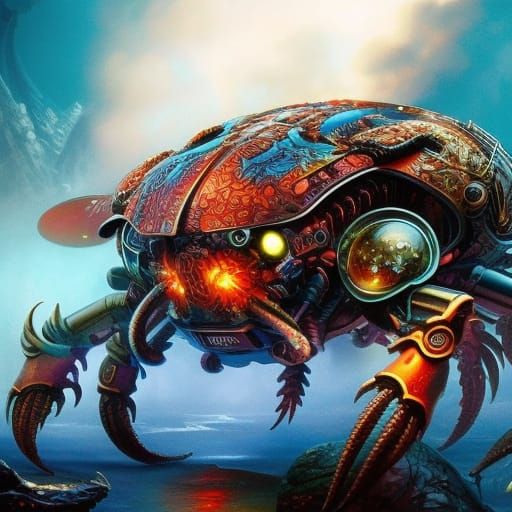 Iridescent Crab Spirit in Detailed Digital Art