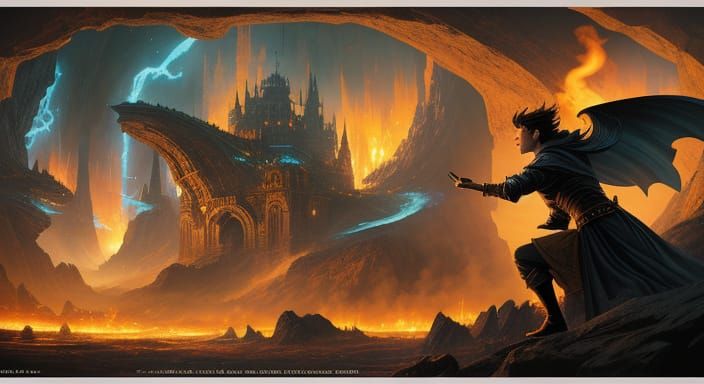 Heroic Figures Emerge From Mystical Portal in Stylized City