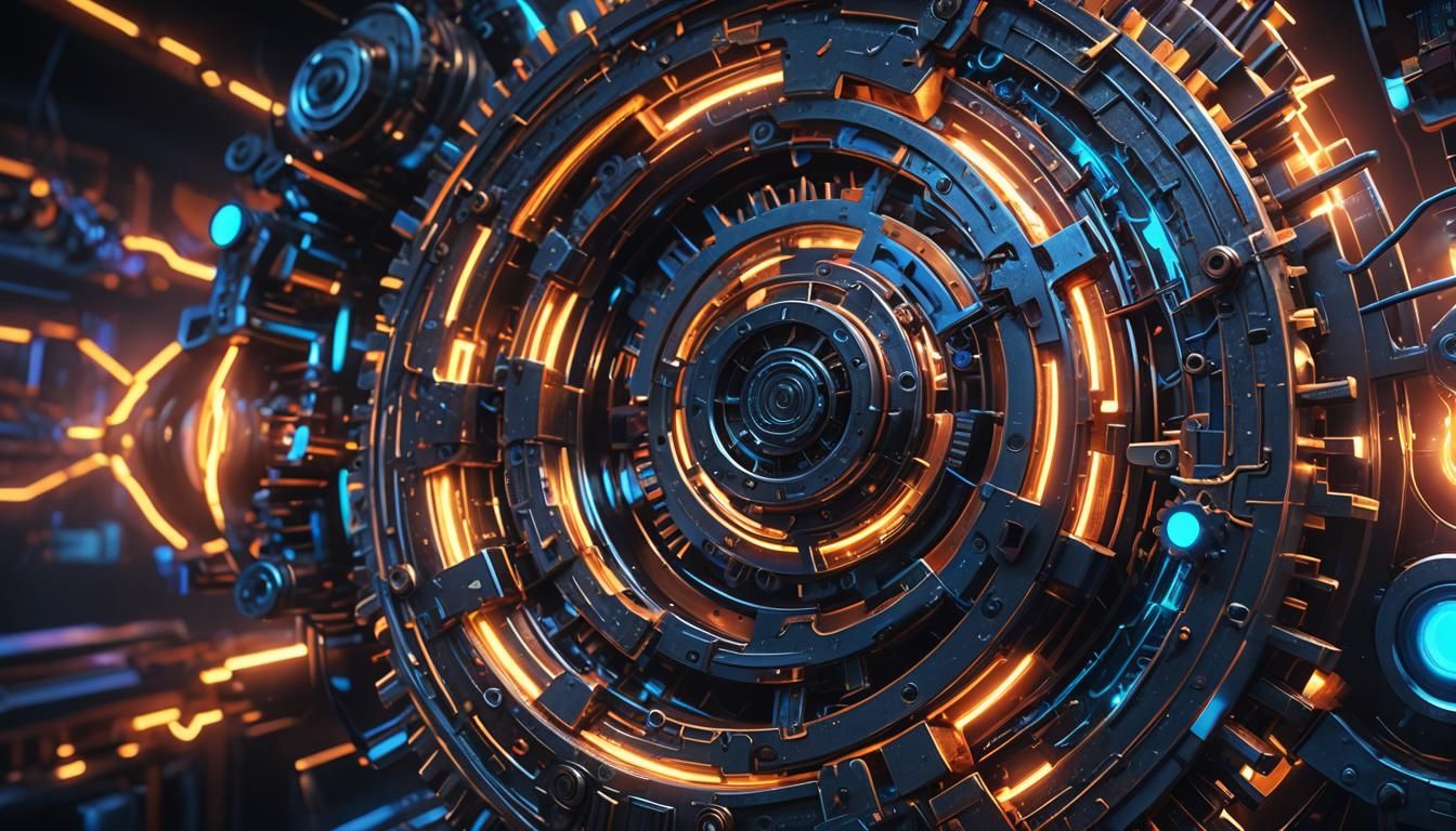 Magnet Attracting Elements in a Futuristic 3D Render