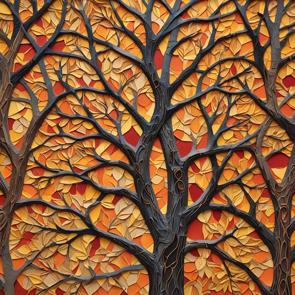 Vibrant Autumn Day Paper Collage