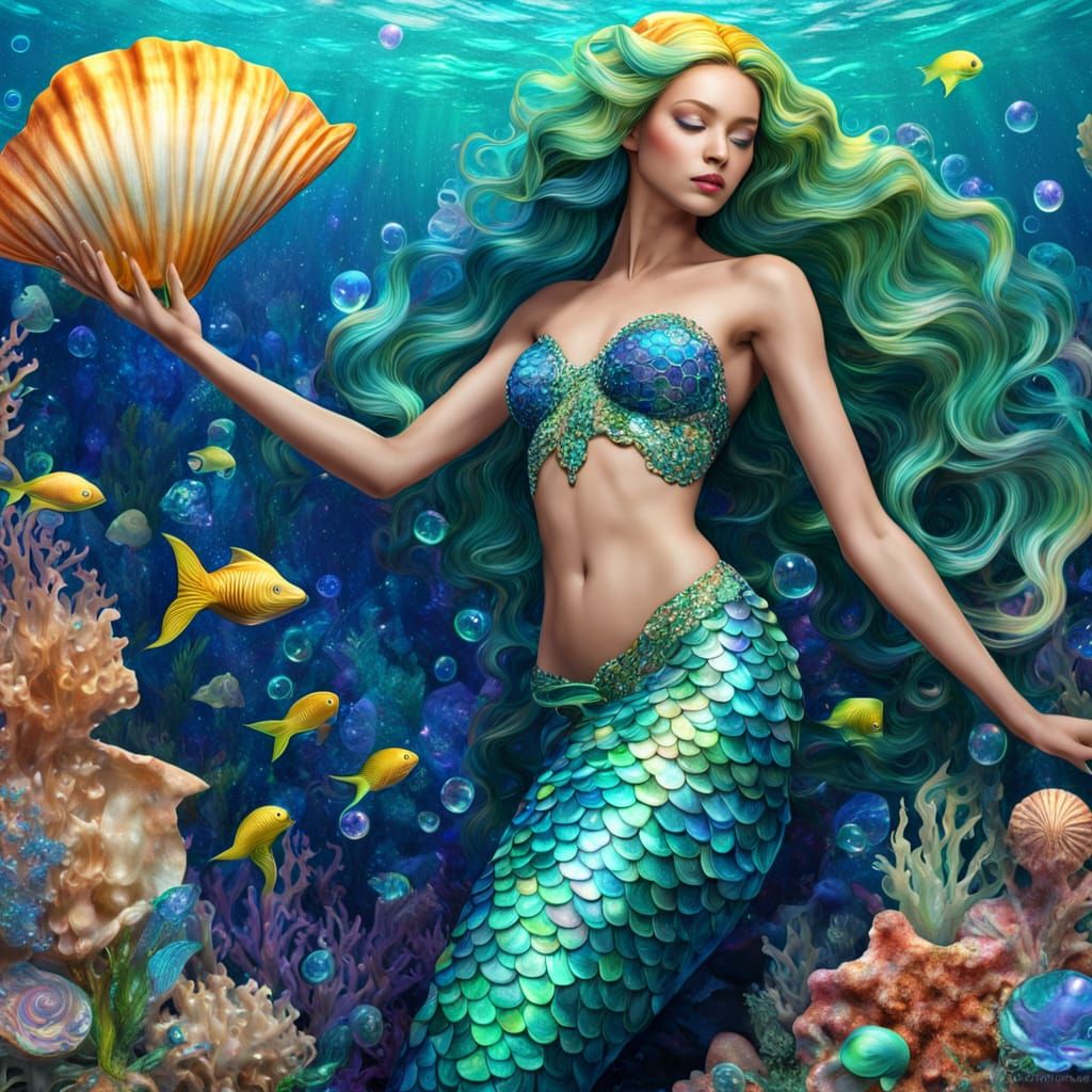 Enchanting Astral Mermaid Illuminated by Oceanic Light