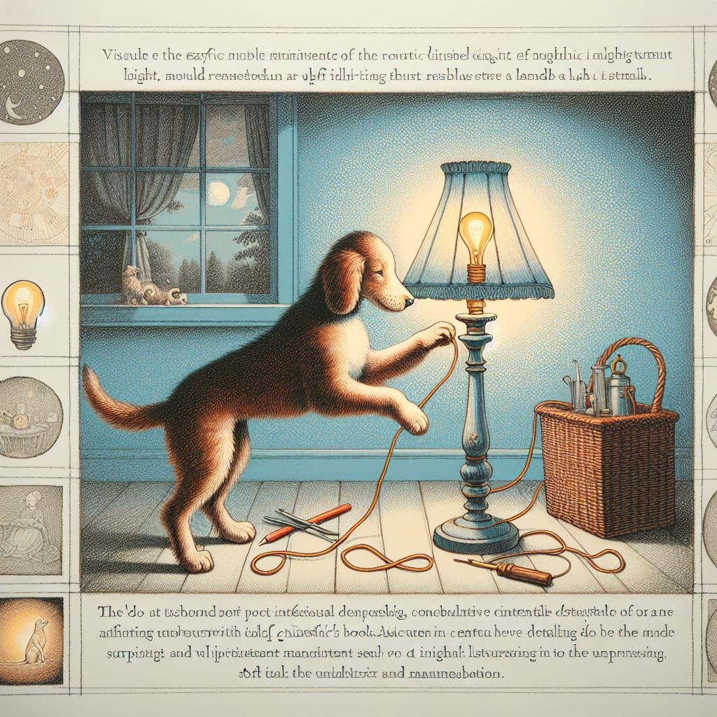 Dogs Performing Human Tasks in a Whimsical Folk Art Style