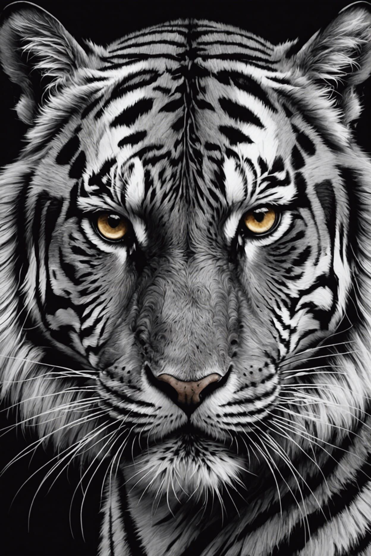 Eye of the Tiger in Ink and Charcoal Style