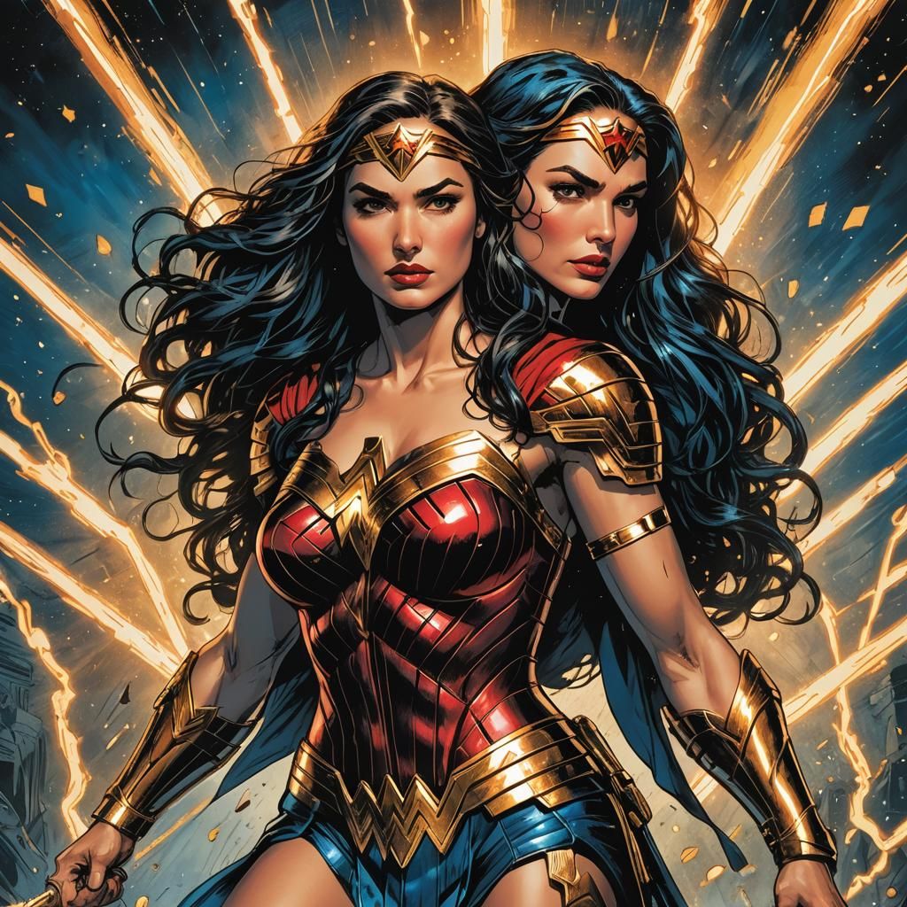 Wonder Woman Comic Book Art in Graphic Novel Style