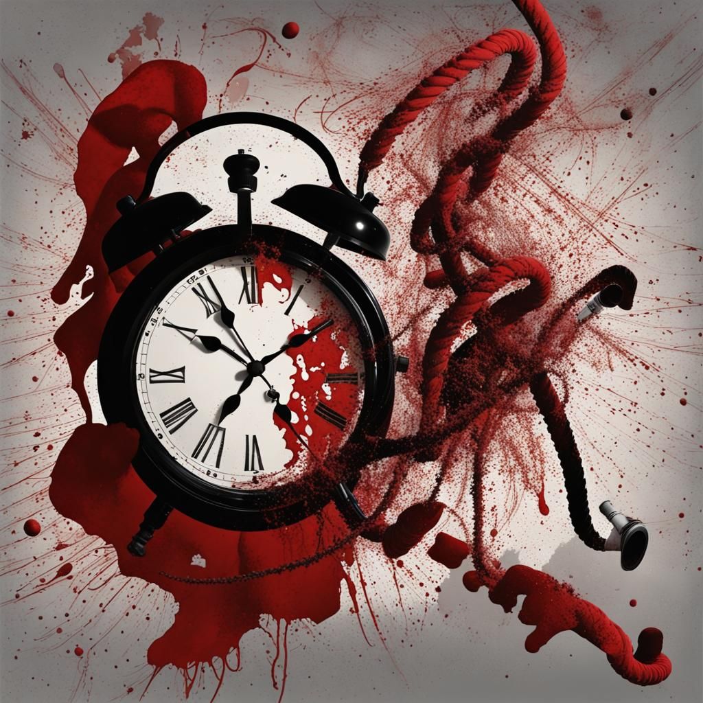 Surreal Tornado with Velvet Rope and Clock