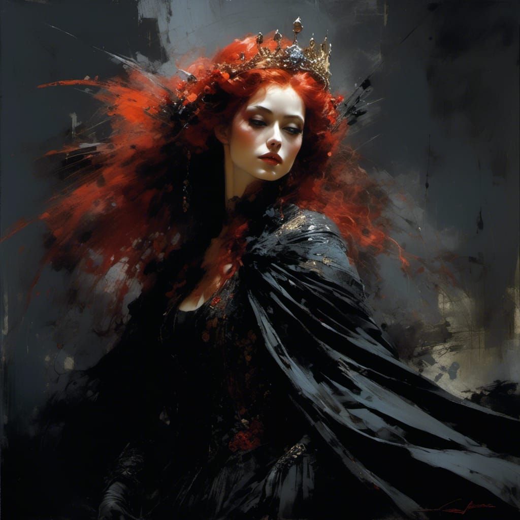 Dark Queen Portrait in Oil Painting Style