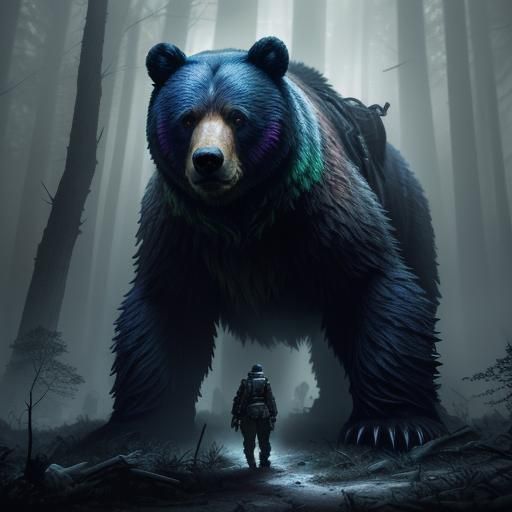 Heroic Teddy Bear in Mystical Forest, Concept Art