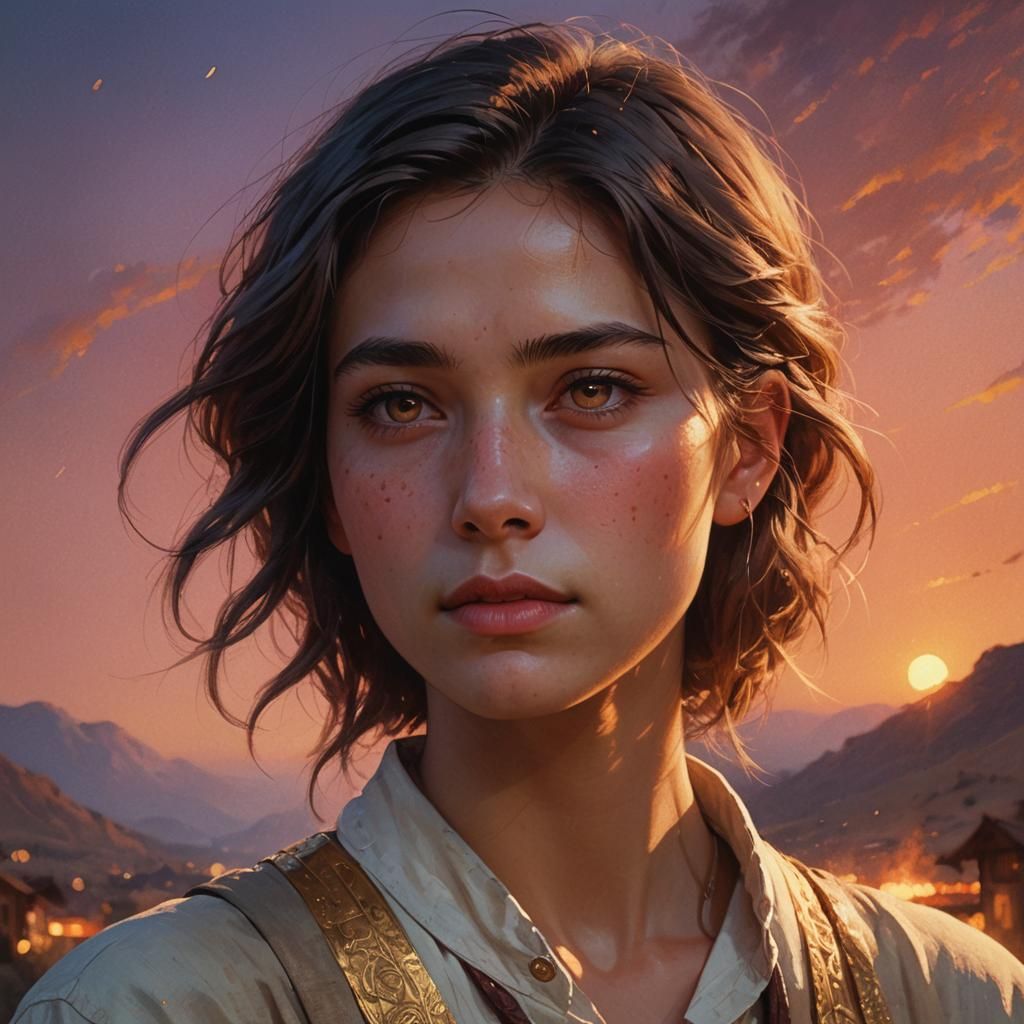 Humbled Person in Rembrandt Lighting at Sunset