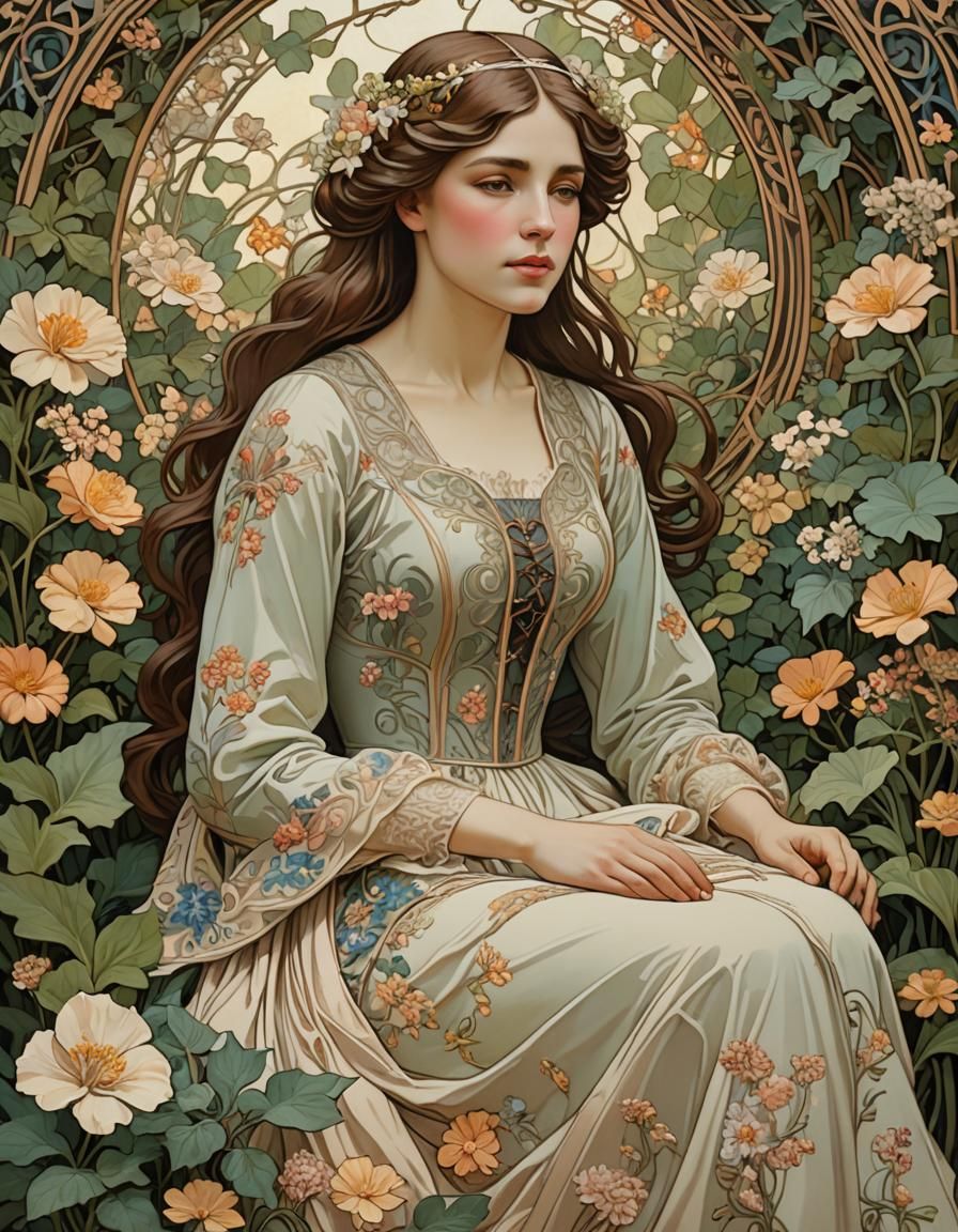 Breton Woman in Art Nouveau Style