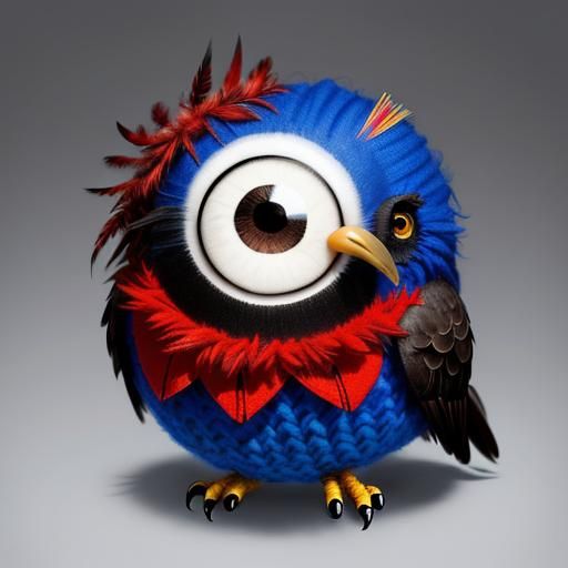 Googly-Eyed Baby Owl in Surreal Fairytale Scene