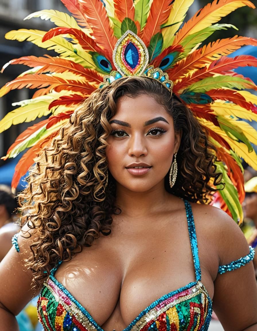 Brazilian Woman in Carnival Costume, Digital Art