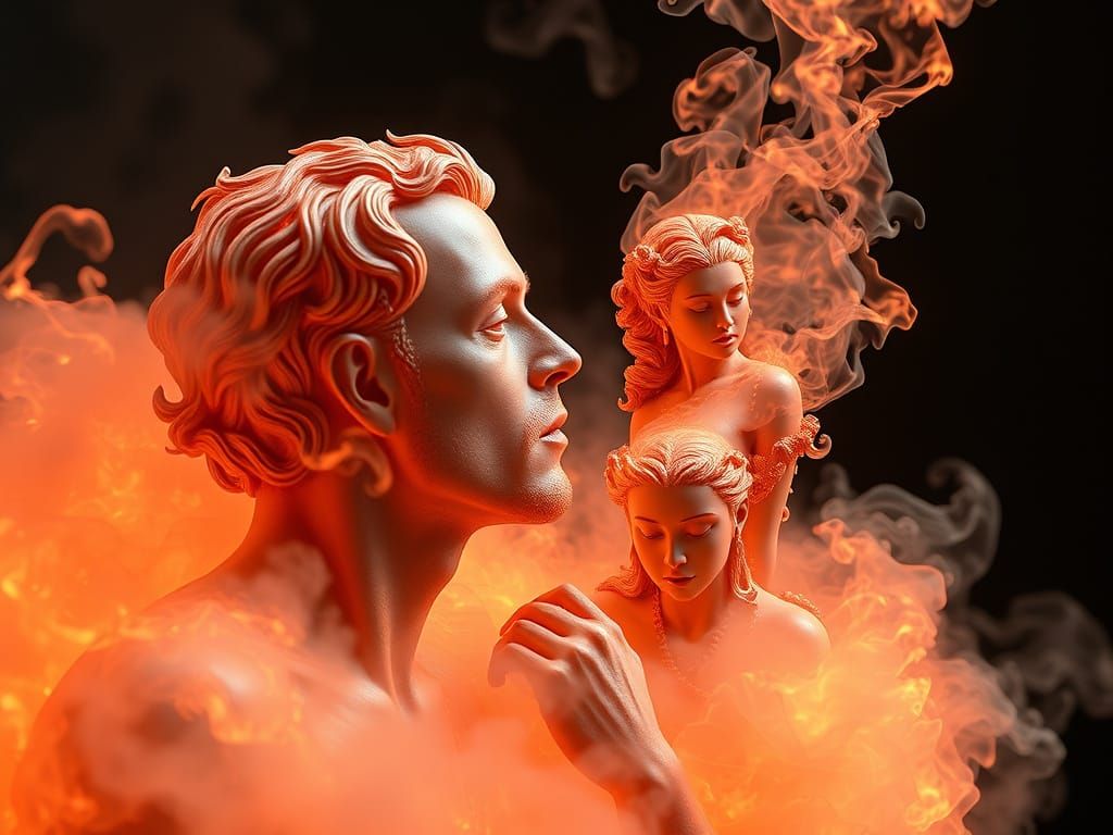 In Heat Vaporization a Man Sighs and a Woman Clad in Sublime...