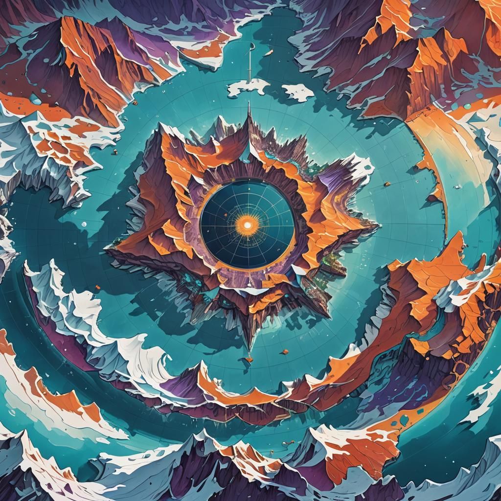 Detailed Flat Earth Map Concept Art