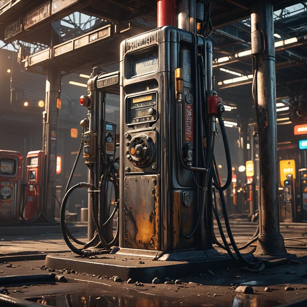 Dystopian Filling Station in Sci-Fi Concept Art