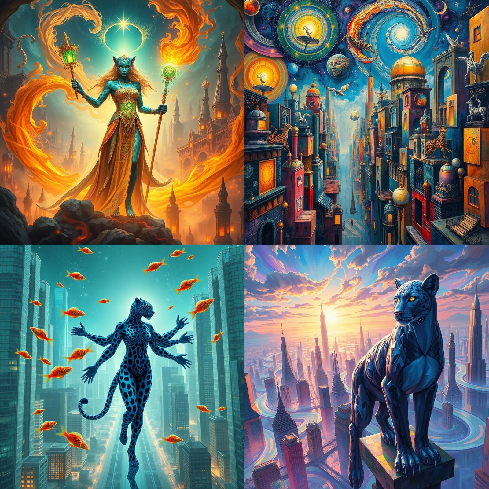 Surreal Cityscape Flooded with Geometric Light