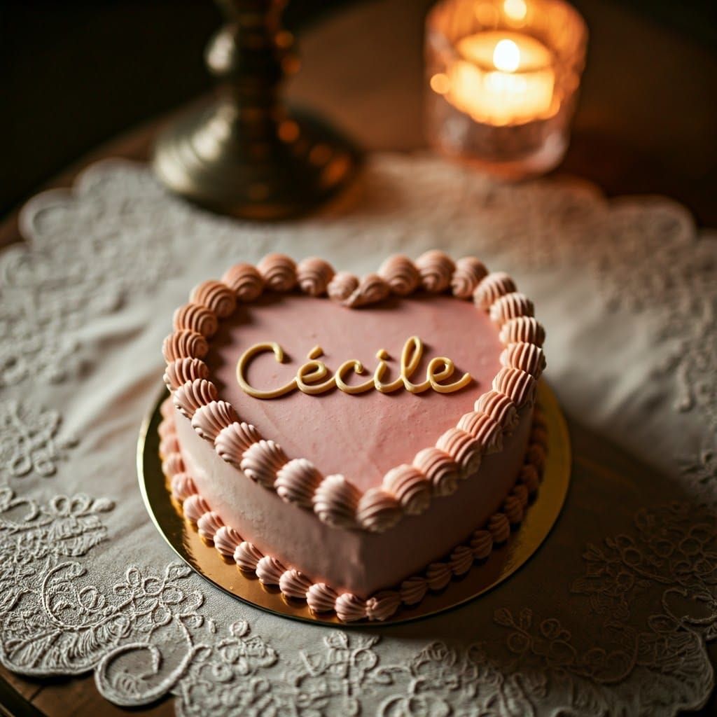 Elegant Heart Cake for Cécile, French Patisserie Style