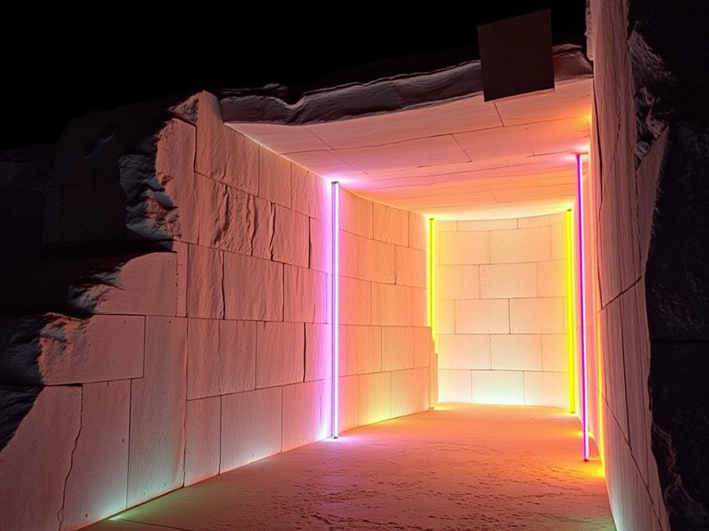 Roden Crater in Neon Rainbow Light