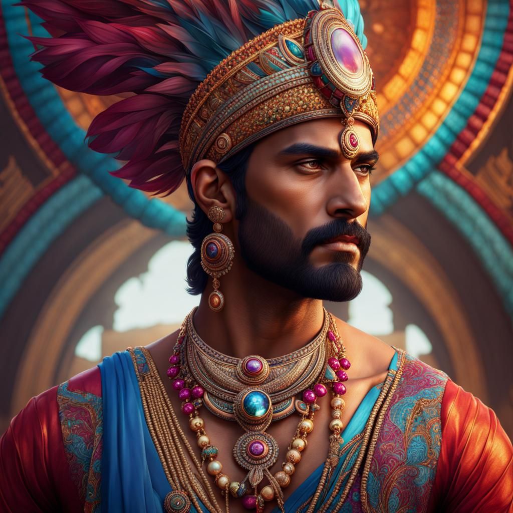 Hyperrealistic Portrait of a Man in Colorful Clothing