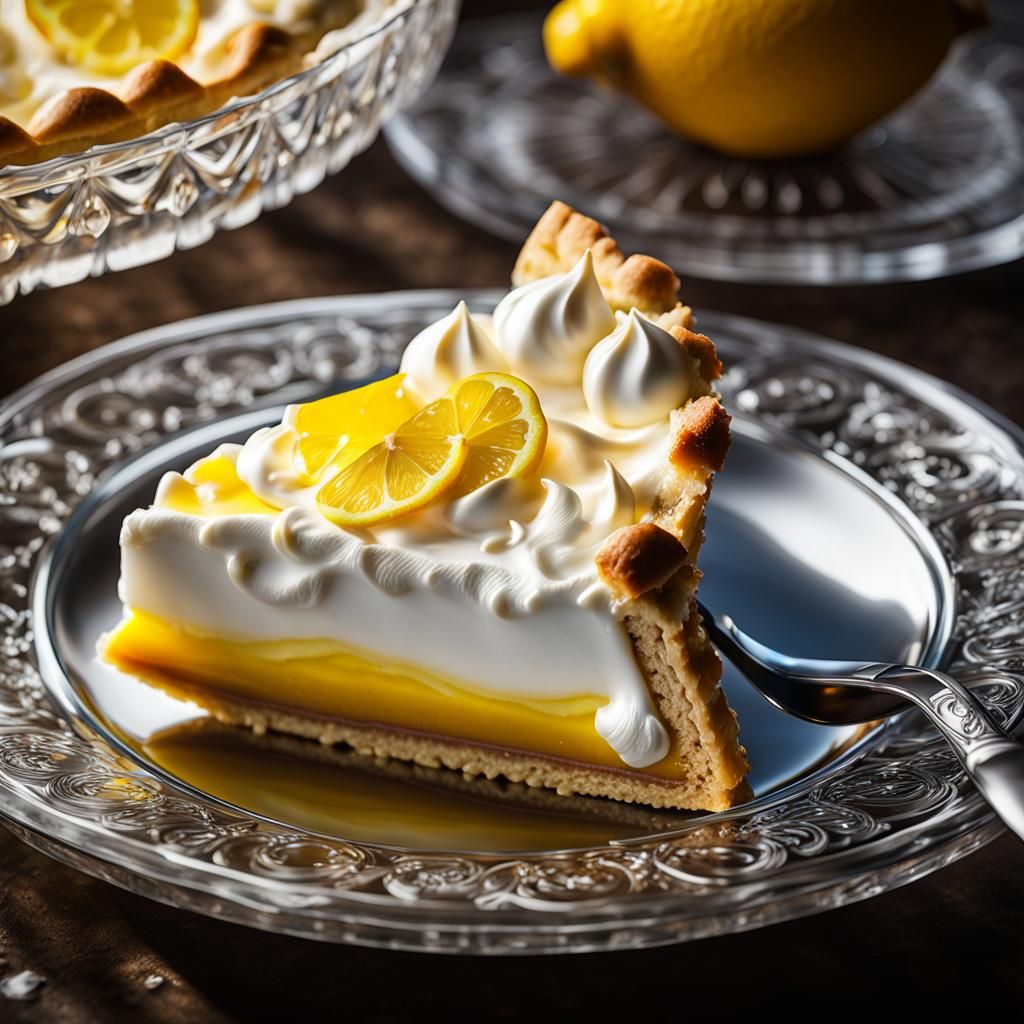 Macro Photo of a Crystalline Lemon Meringue Pie