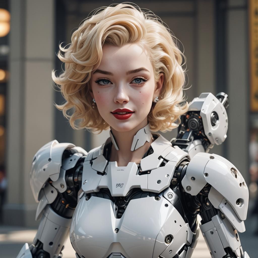 Glamorous Marilyn Monroe Robot in 3D Anime Style