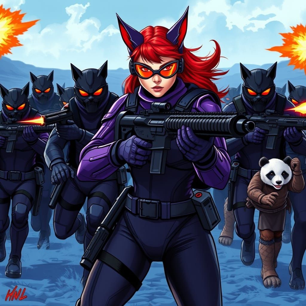 Cyberpunk Warrior Princess Charges into Battle with Elite Sq...