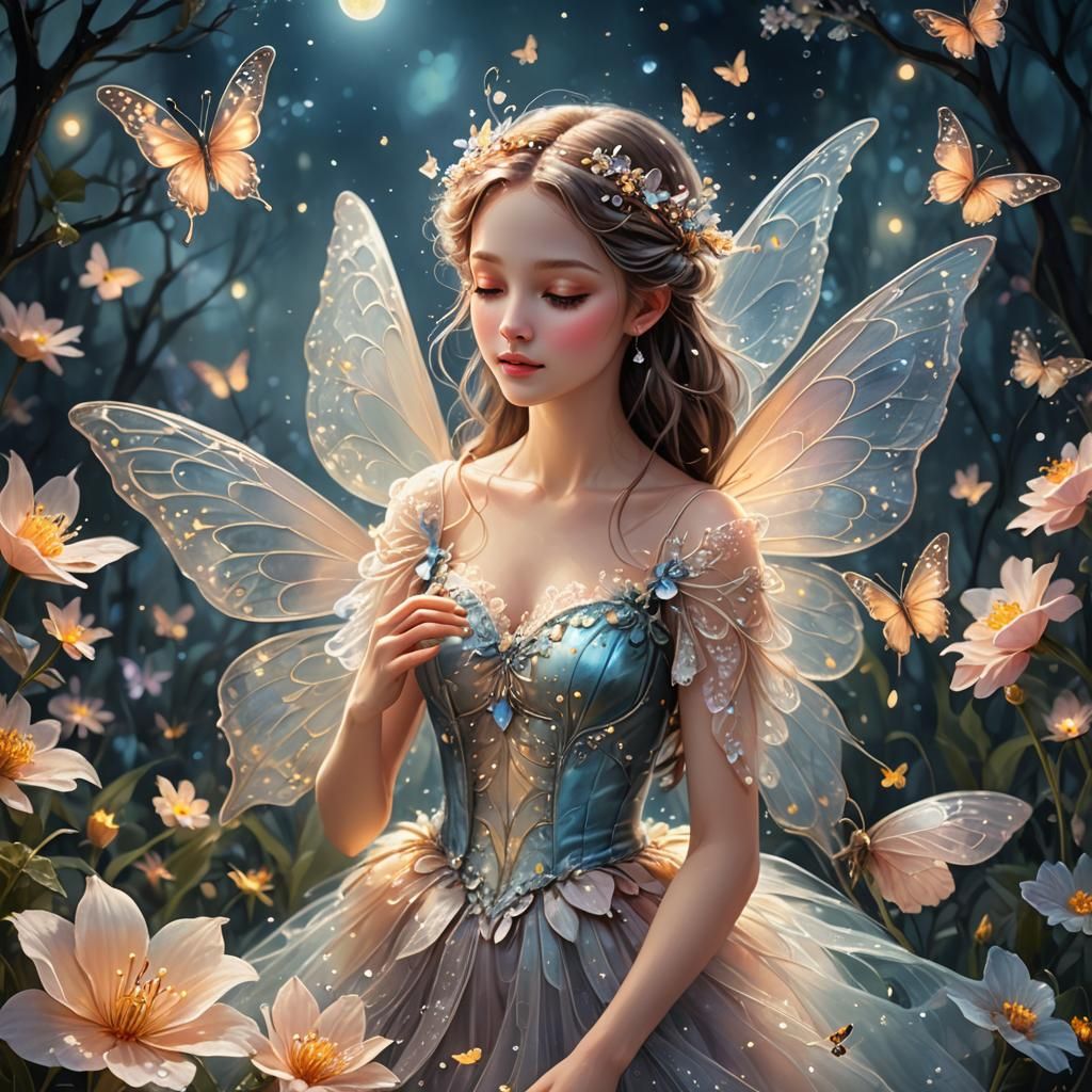 fairy with elegant, butterfly-like wings