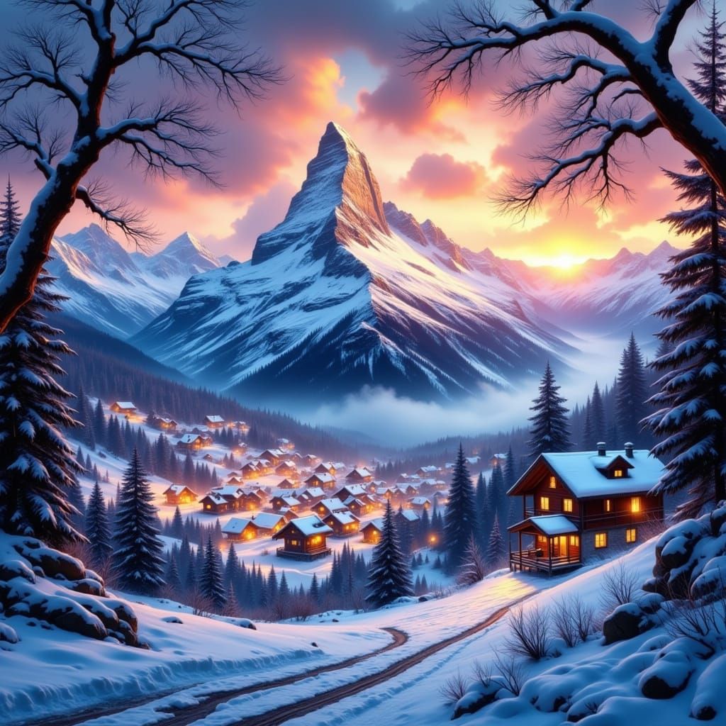 Zermatt in the Swiss Alps and the Matterhorn