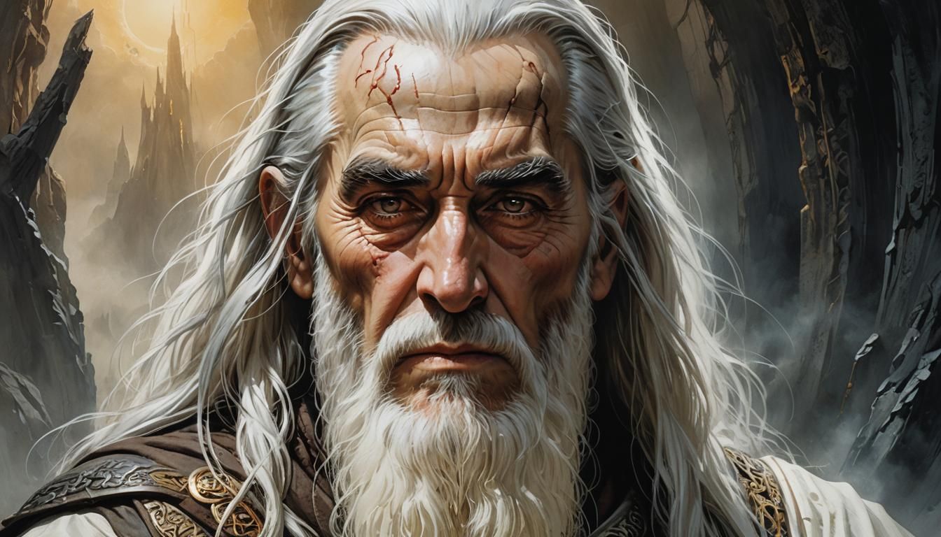 Saruman Portrait in Classic Fantasy Art Style