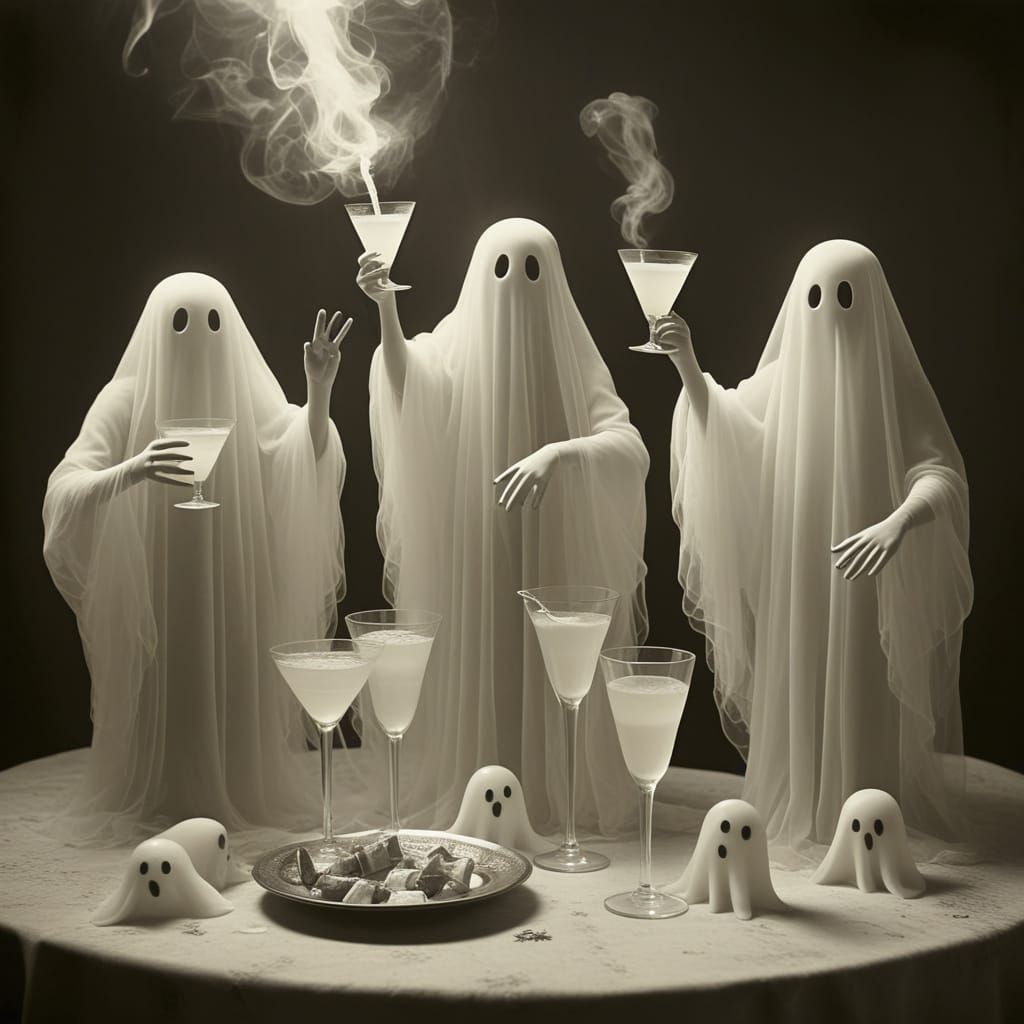 Ghosts Celebrate 1929 New Year Ethereal Surrealism
