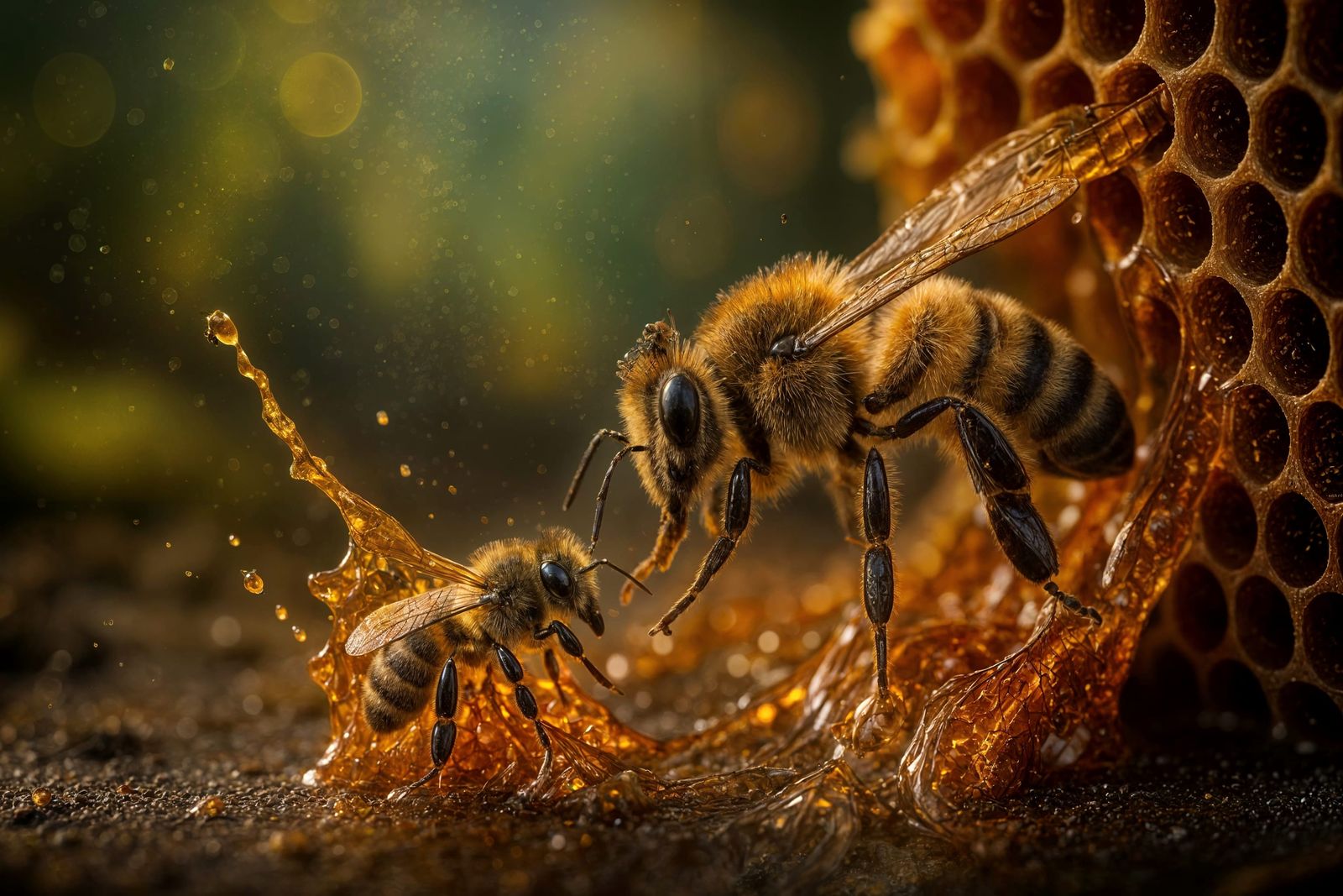 Honeybee Rescue in Macro Photograph